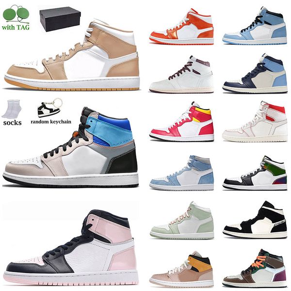 

fashion women jumpman 1 1s basketball shoes outdoor trainers atmosphere high og hand crafted tan gum prototype university blue men sports sn