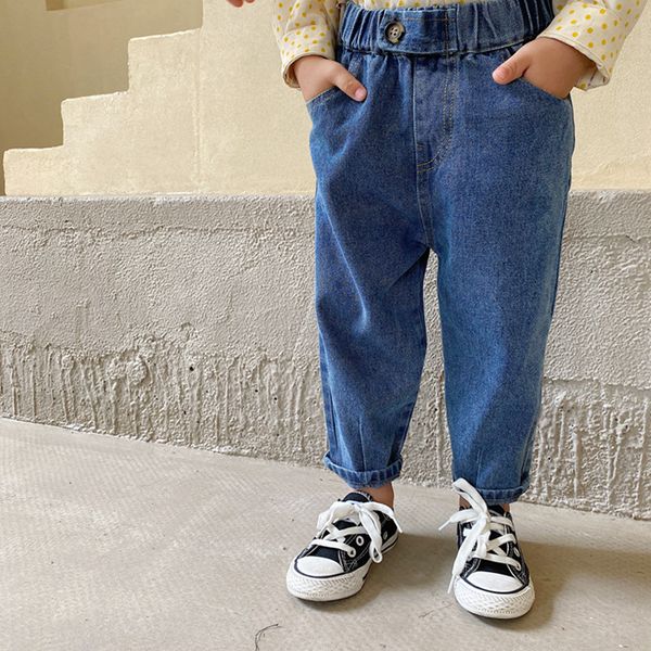

children casual all-match denim pants boys girls fashion jeans 1-6y 210508, Blue