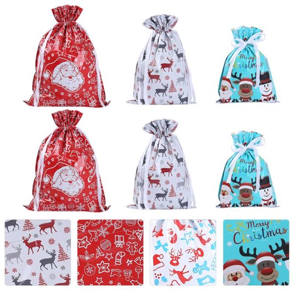 

gift wrap pcs christmas plastic drawstring bag candy portable presents bags