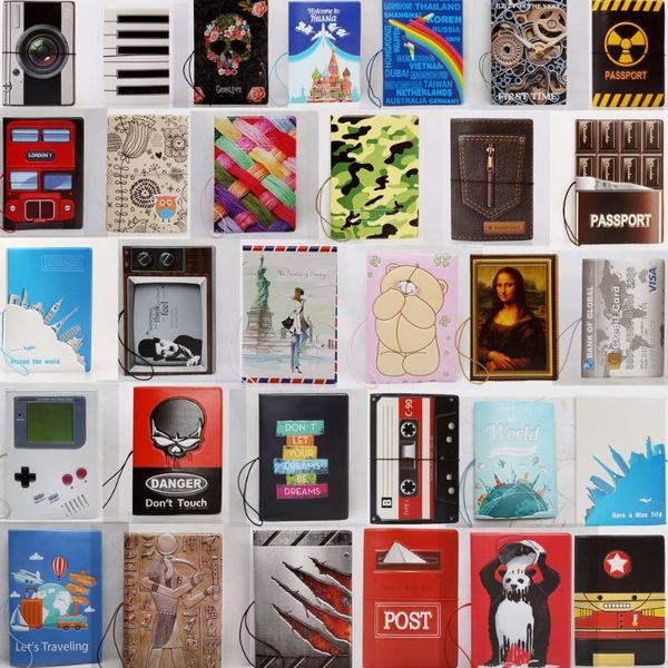 

card holders creative travel passport cover pvc wallet bag letter men women id address holder portable boarding accessories, Brown;gray