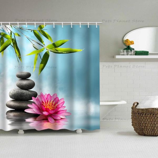

shower curtains yoga style bamboo forest pebble printed curtain waterproof non-porous bathroom