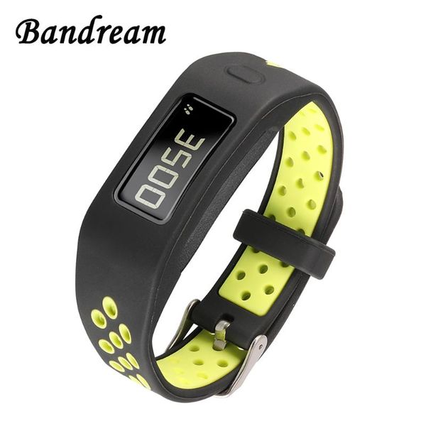 

watch bands silicone rubber watchband double color for garmin vivofit 2 smart band stainless steel clasp strap wrist belt bracelet, Black;brown