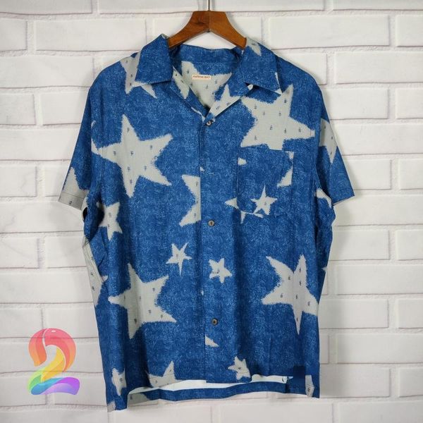 

men's casual shirts oversize kapital man hirata kazuhiro star pattern hawaiian style women's hip-hop short-sleeved, White;black