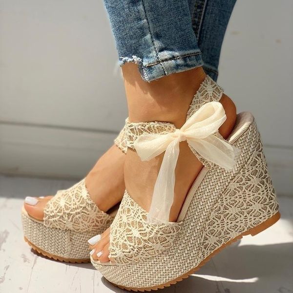 

2021women fashion summer platform wedge sandals ankle strap fish mouth espadrilles sandalias femininas sandalen sandales, Black