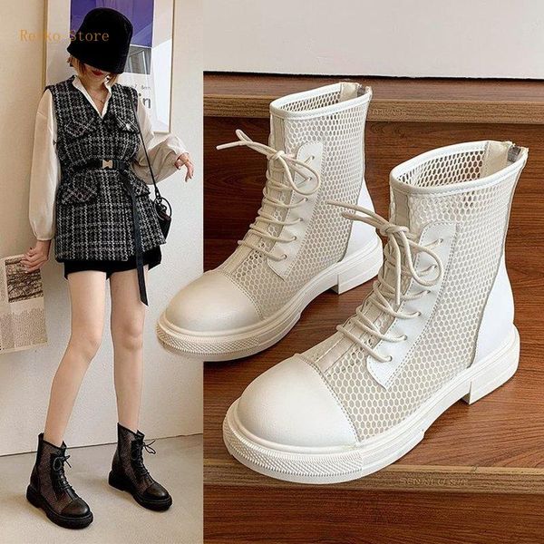

boots white net hollow women's summer thin breathable yarn with skirt increased leather sandals, Black