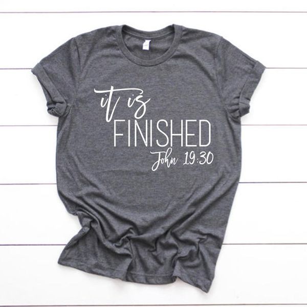 

faith slogan shirts bible tumblr tees girl summer it is finished cross women tshirt christian t-shirt women's, White