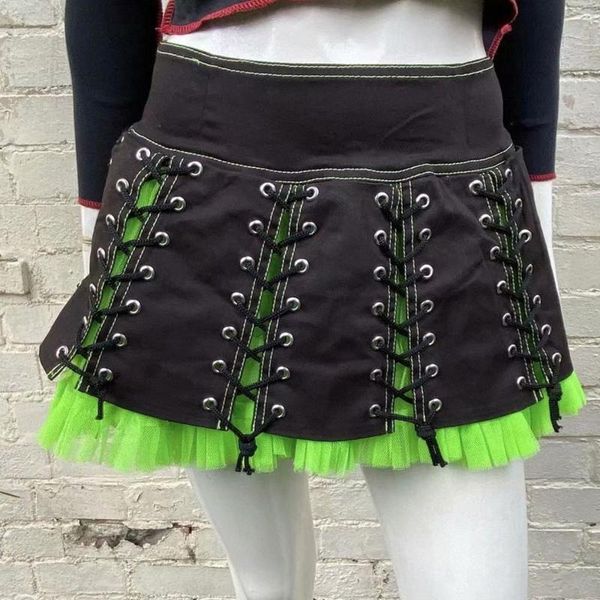 

skirts kawaii gothic short skirt punk dark street aesthetic lolita y2k, Black