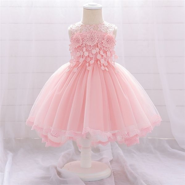

baby girl clothes beads flower vestidos for s princess dress infant 1st year birthday party born wedding 210508, Red;yellow