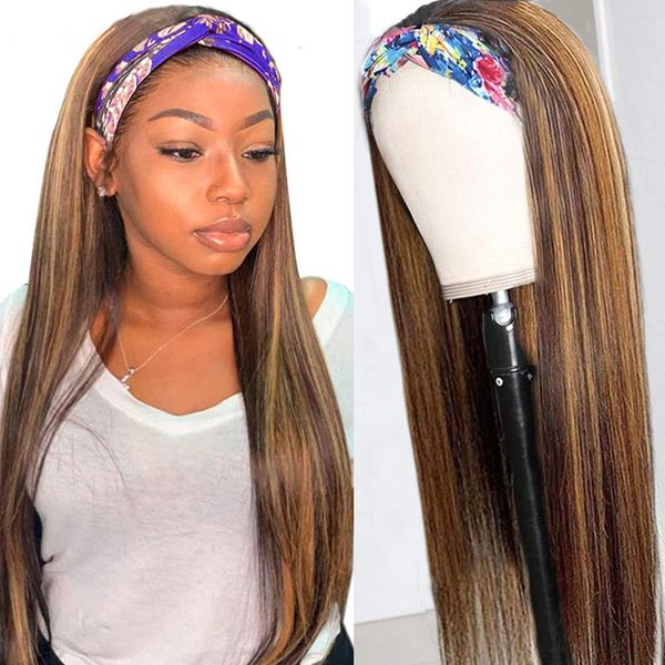 

ombre highlight straight hair headband wigs for women 18 20 22 24 26 28 30inch heat resistant hair synthetic wigs daily wigsfactory direct, Black