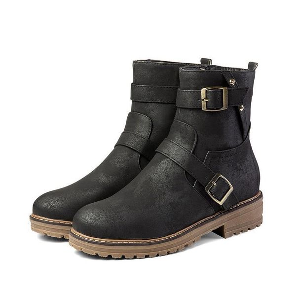 

boots belt buckle women's boot size winter fashion, Black