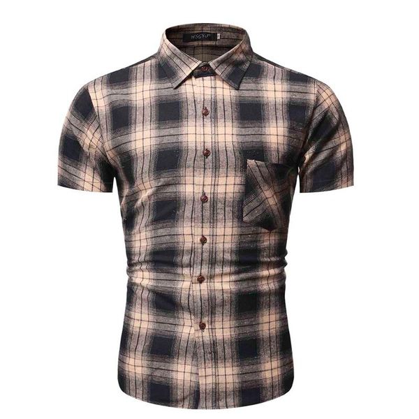 

eu size men's plaid shirt casual style large short sleeve shirts, White;black