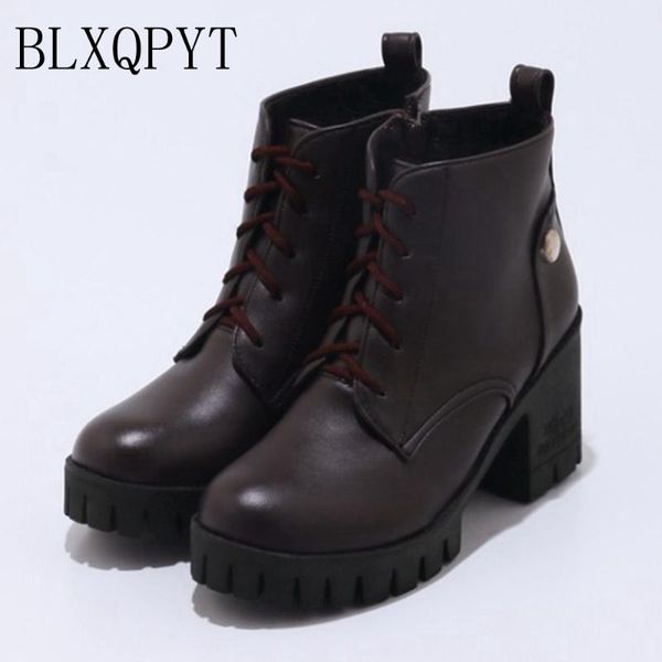 

boots blxqpyt pointed toe women high heels 8cm autumn winter warm ankle fashion shoes woman 17-6, Black