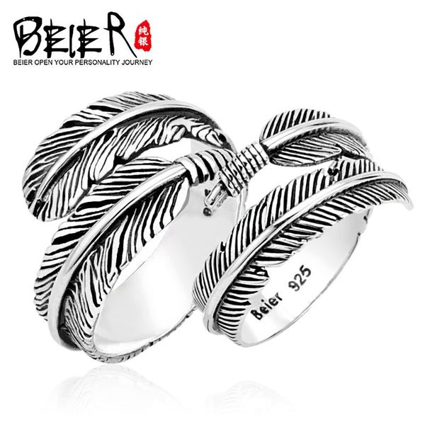 

cluster rings beier store arrive silver color feather ring for women/men big/small open wedding jewelry lbr-sr011, Golden;silver
