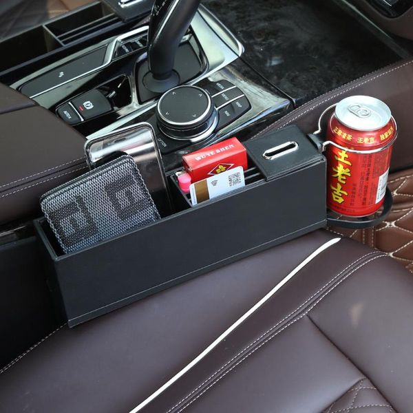 

car organizer water cup holder multi-functional seat slot gap filler phone wallet cards storage box leather seats middle