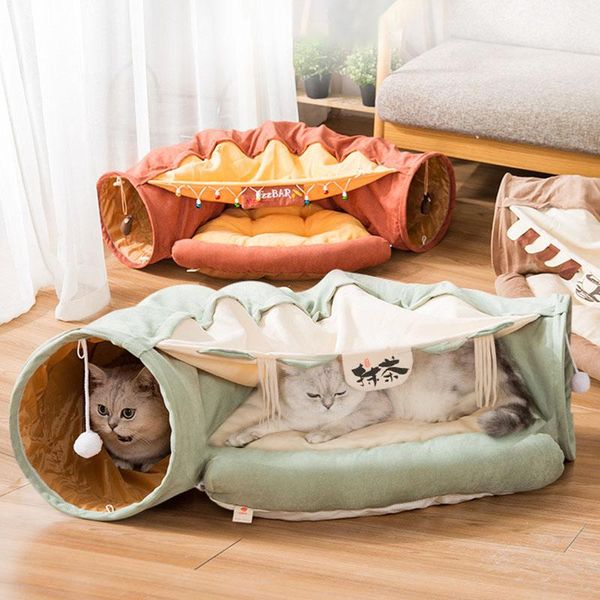 

cat toys pet tunnel canvas cotton interactive play toy tube collapsible kittens game cats bed supplies