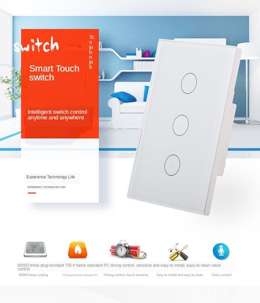 

smart home control tuya wifi switch touch us specification 120 type mobile app remote wall