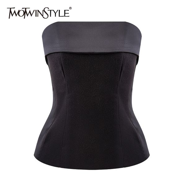 

black shirt for women slash neck sleeveless patchwork zipper slim blouses female summer fashion clothing style 210524, White