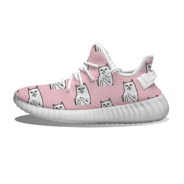

diy custom middle finger cat in pink running sho mh printed mens womens trainers outdoor sports sneakers