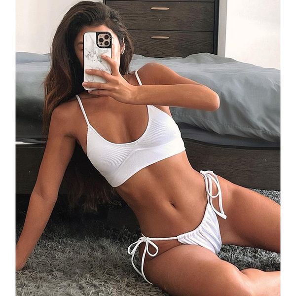 

women's swimwear micendy white bikinis swimsuit women bandage bather bathing suits summer push up beach low waist bikini set string, White;black