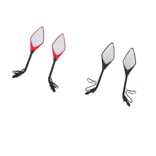 

motorcycle mirrors 4x bike side rearview w/ led turn signal 10mm indicator light - high impact abs shell