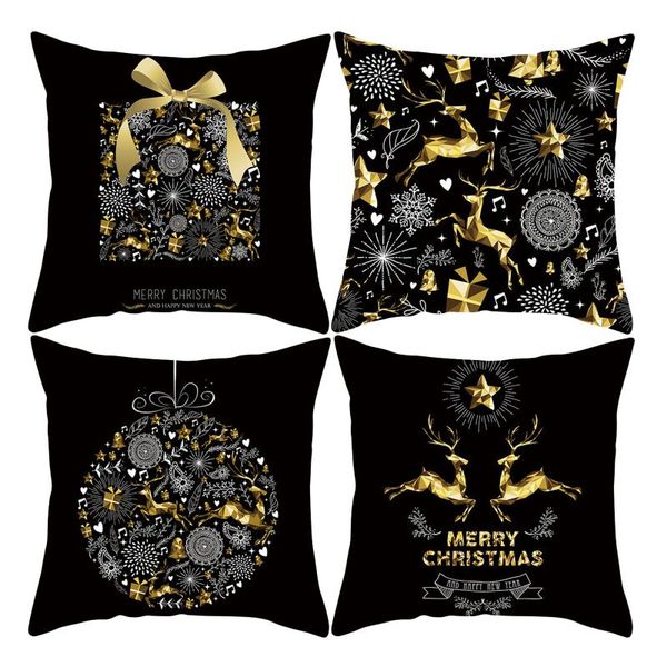 

pillow case christmas pillowcases cushion cover household elk star snowflake printing polyester peach skin square throw