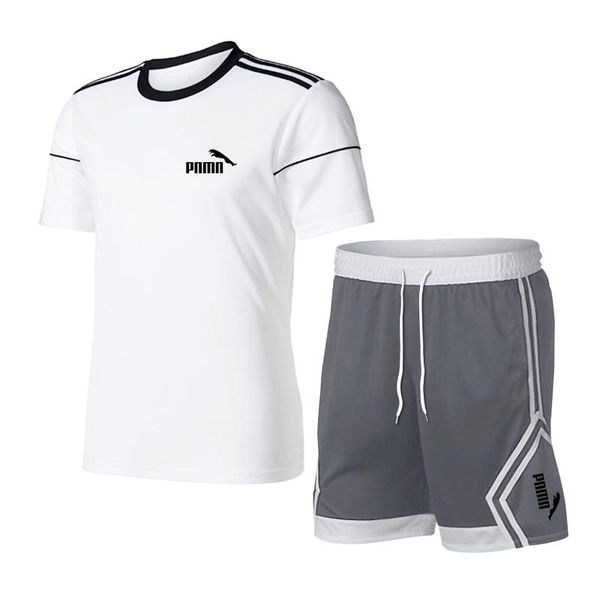 

men's tracksuits 2021 fashion t-shirt suit brand summer track daily outing running breathable sports large size +3xl, Gray