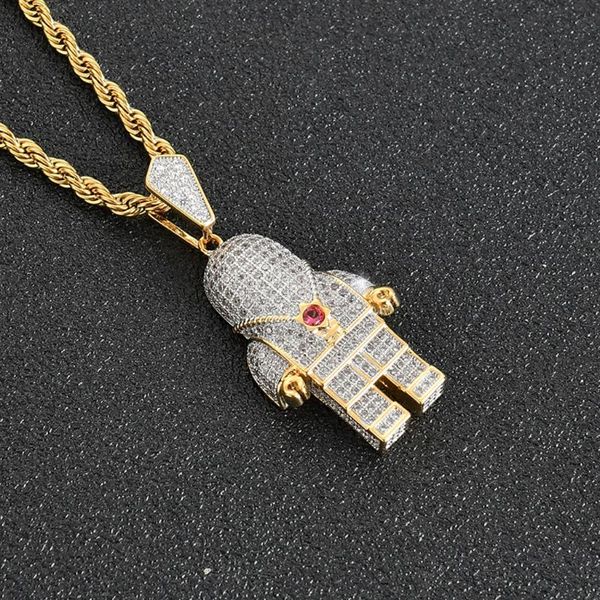 

chains yvv117 personalized astronaut spaceman pendant micro-inlaid zircon hip-hop hipster necklace, Silver
