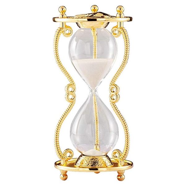 

other clocks & accessories hourglass timer, 15 minutes, gold colored, embossed, hourglass, metal, suitable for home, desk, office decoration
