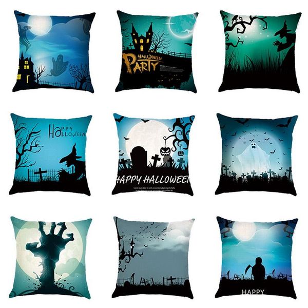 

cushion/decorative pillow halloween magical cushion cover high qulity linen throw witch ghost castle crow printed decorative case for home