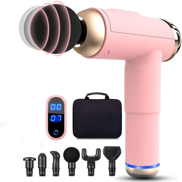 

massage gun, massager handheld muscle deep tissue percussion gun with 6 heads and 20 speeds
