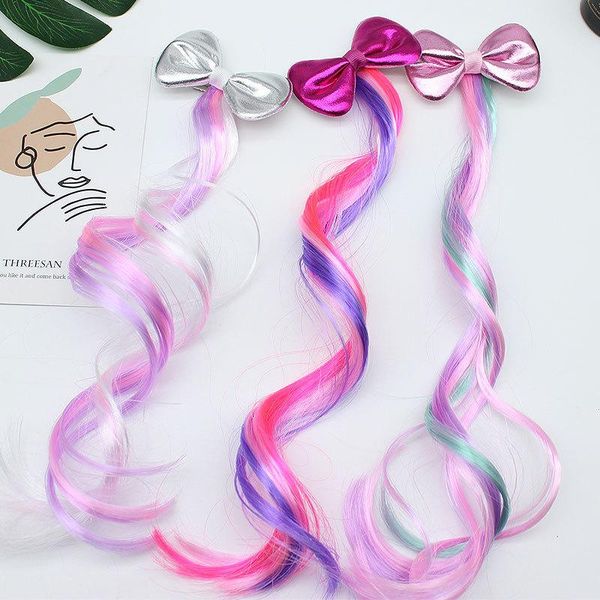 

hair accessories sweet bow wig barrette colorful pigtail hairpins ponytail ropes kawaii little girl, Slivery;white