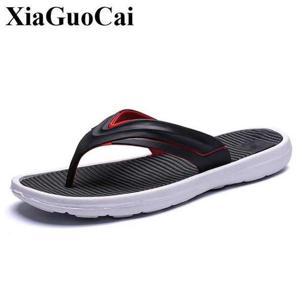 

slippers men casual shoes flip flops summer soft light design comfortable stylish outdoor bathroom male beach, Black