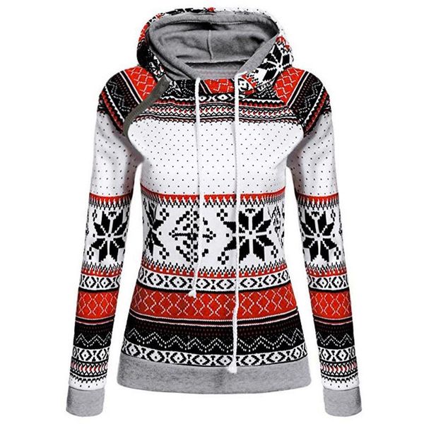 

women's hoodies & sweatshirts arrival women fashion casual asymmetrical hood raglan long sleeve snowflake print pullover hoodie woman&#, Black