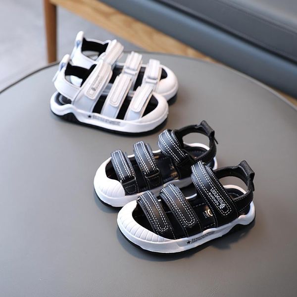 

sandals summer leather toddler baby for boys children shoes soft bottom little kids 3-6y, Black;red