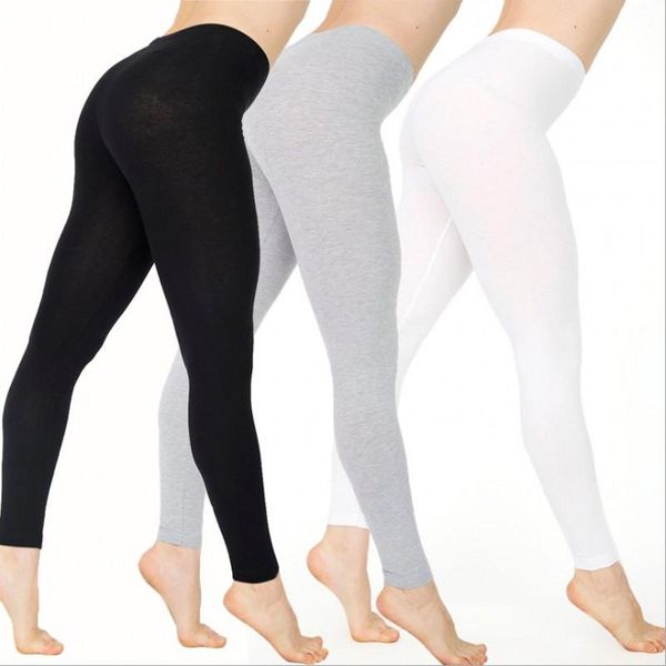 

women's leggings large size solid color low waist slim, Black