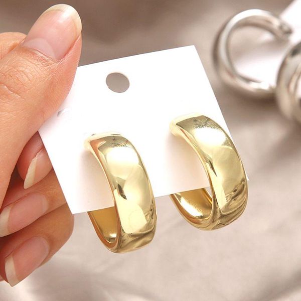 

hoop & huggie en minimalist circle round big earrings woman 2021 gold color korean statement accessories brincos wedding gift jewelry, Golden;silver