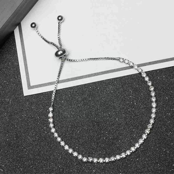 

link, chain women's crystal bracelet adjustable size micro inlaid zircon simple shiny jewelry, Black