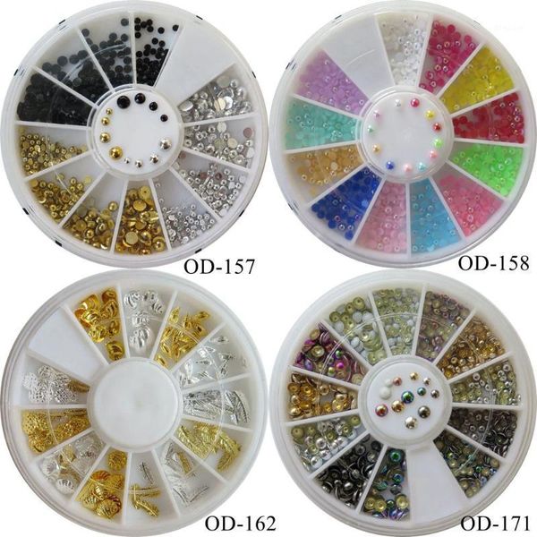 

1pc retail different 3d metal deco wheel decoration ab stud pearls deco1, Silver;gold