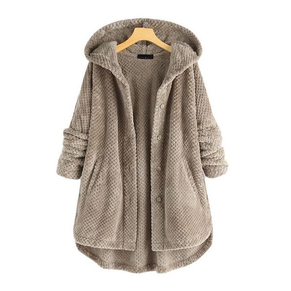 

women's hoodies & sweatshirts oversize jackets for women winter clothing 2021 high street casual single breasted outwear coats fur warm, Black