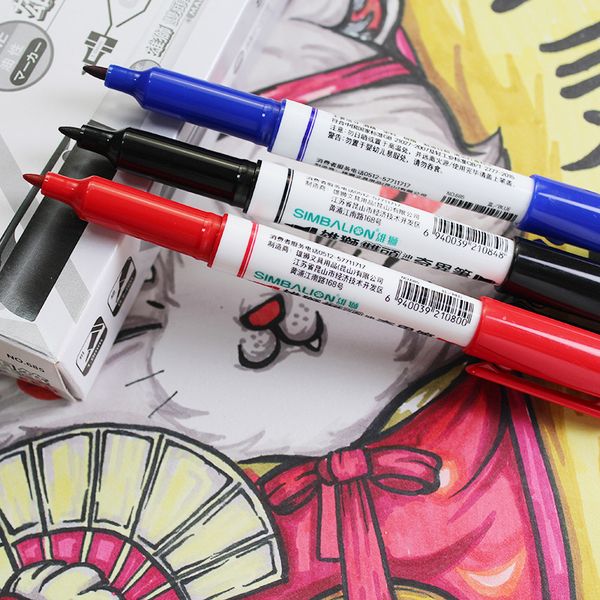 

685 lion double headed line drawing pen oily strange black marking office writing mark