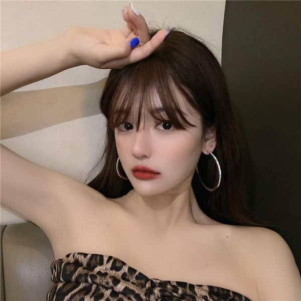 

hoop & huggie hiphop crystal earrings for women big circle earring female hyperbole jewelry girl party show rock bijoux 2021, Golden;silver