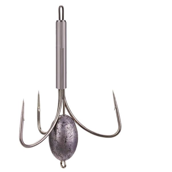 

fishing hooks 2pcs folding three anchors hook with sinker accessory tackle (silver)