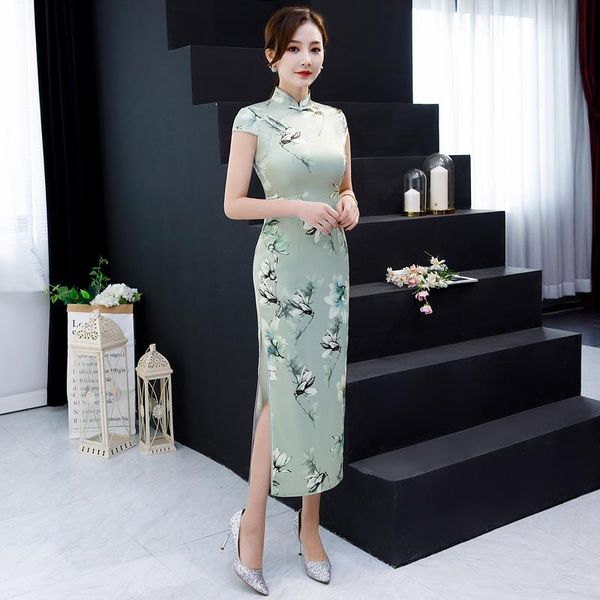 

chinese elegant dress qipao modern slim evening women long satin cheongsam party vestidos 4xl ethnic clothing, Red