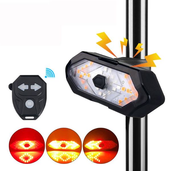 

bike lights smart rear light wireless remote control warning lamp usb rechargeable turning signal with horn funciton