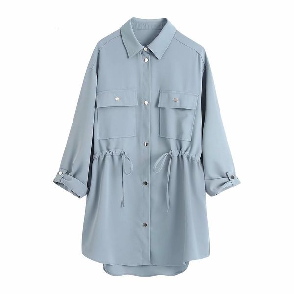 

summer women's fashion urban leisure pocket shirt coat, Black;brown