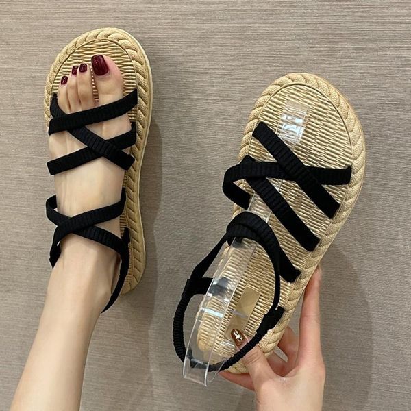 

sandals for women 2021 summer fairy style with skirts students to wear two beach slippers leisure, Black