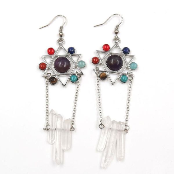 

dangle & chandelier fysl silver plated lucky star with irregular shape crystal earrings for women tree of life jewelry