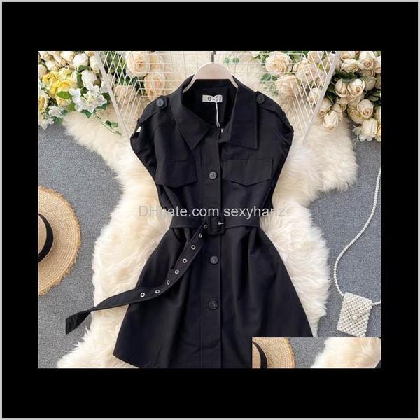 

vests outerwear coats womens clothing apparel drop delivery 2021 early spring suit jacket korean retro tooling style long vest 62bix, Black;white