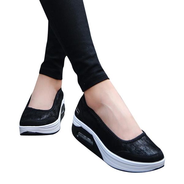 

dress shoes cagace 2021 women casual lady slip on fitness breathable shake girls air cushion big mesh sneakers size35-41, Black