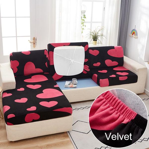 

chair covers love heart print sofa seat cushion cover soft velvet stretch protector cozy anti-dirty slipcover furniture couch